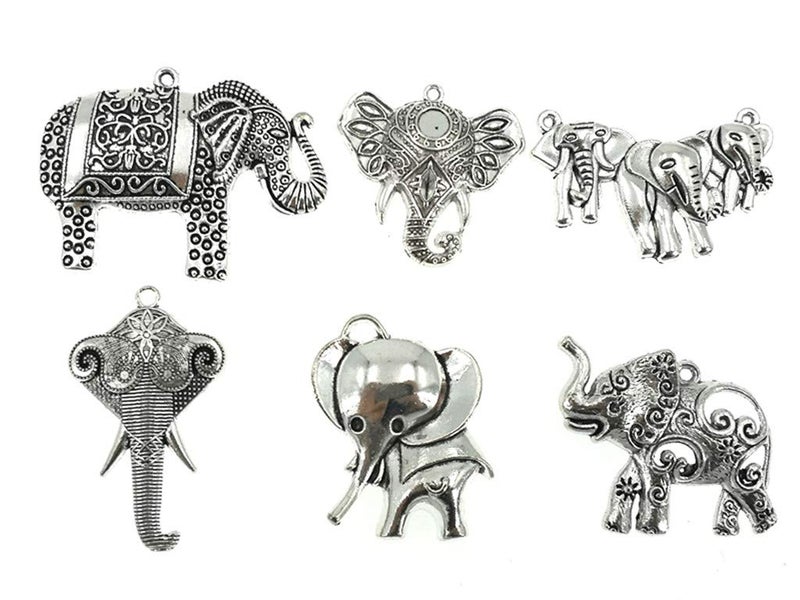 Kinteshun Assorted Elephant Charm Pendant Connector for DIY Jewelry Making Accessaries(17pcs,Antique Silver Tone) - Image 3